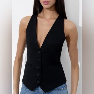 Alice + Olivia Black Sleeveless Vest Top